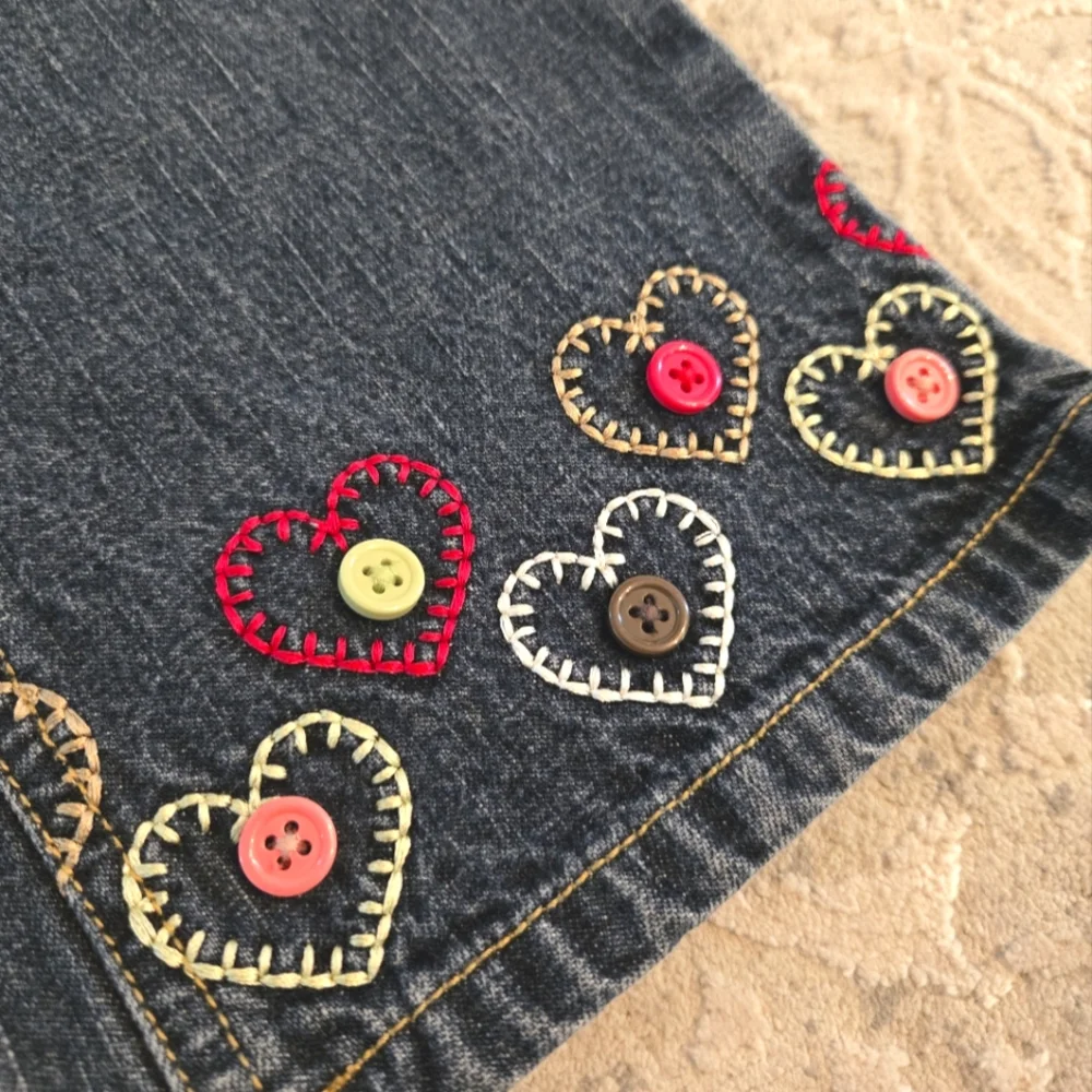 Gymboree Y2k Denim Jeans with Heart Embroidery